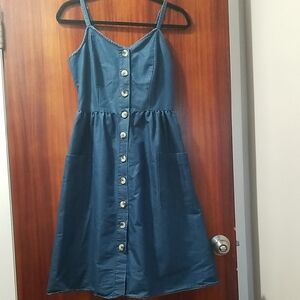 Blue Button-Down Denim Dress